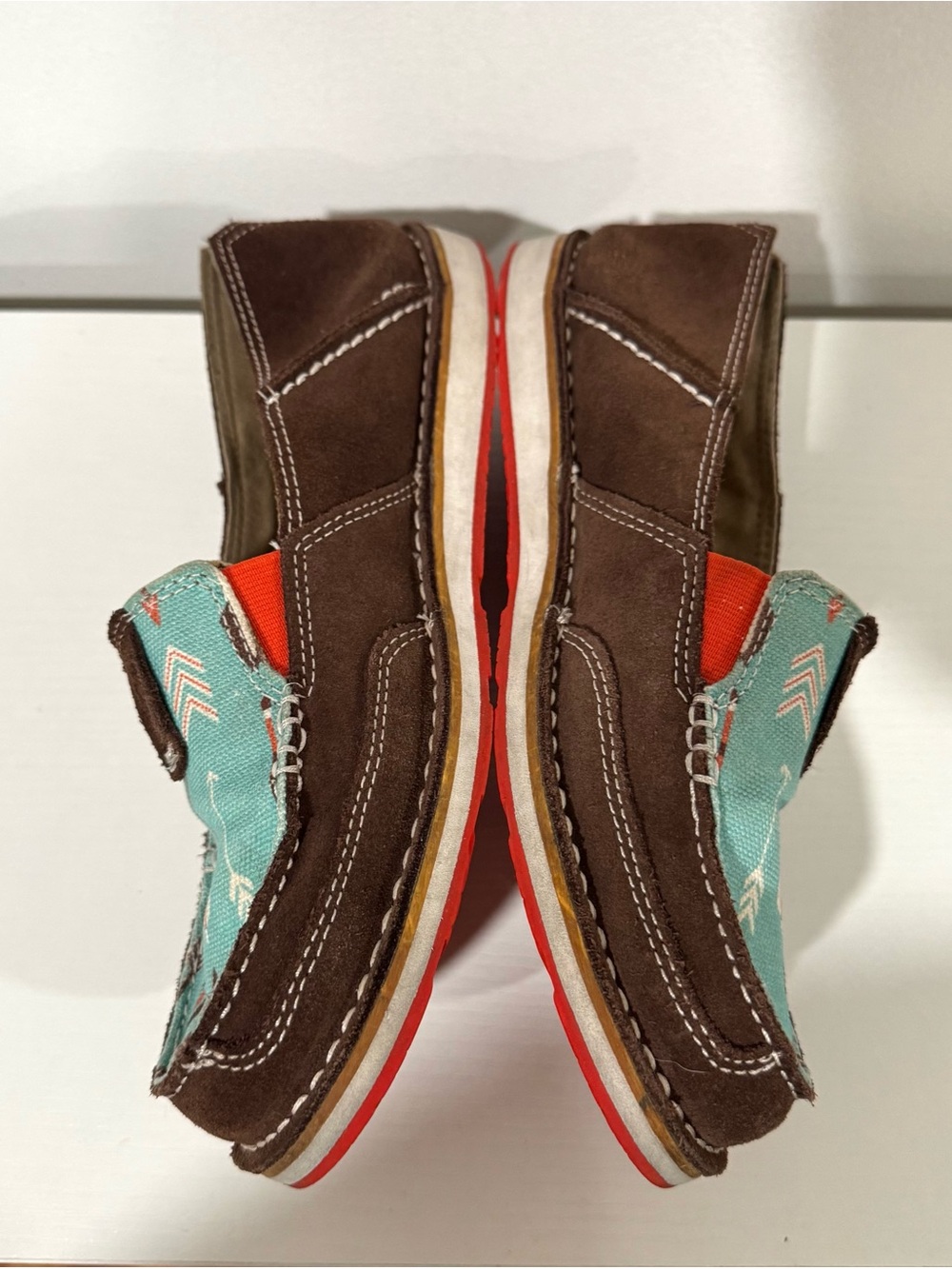Ariat Ladies Turquoise Leather Arrow Cruisers Canvas Slip-On Loafers Size 9 - Picture 2 of 7